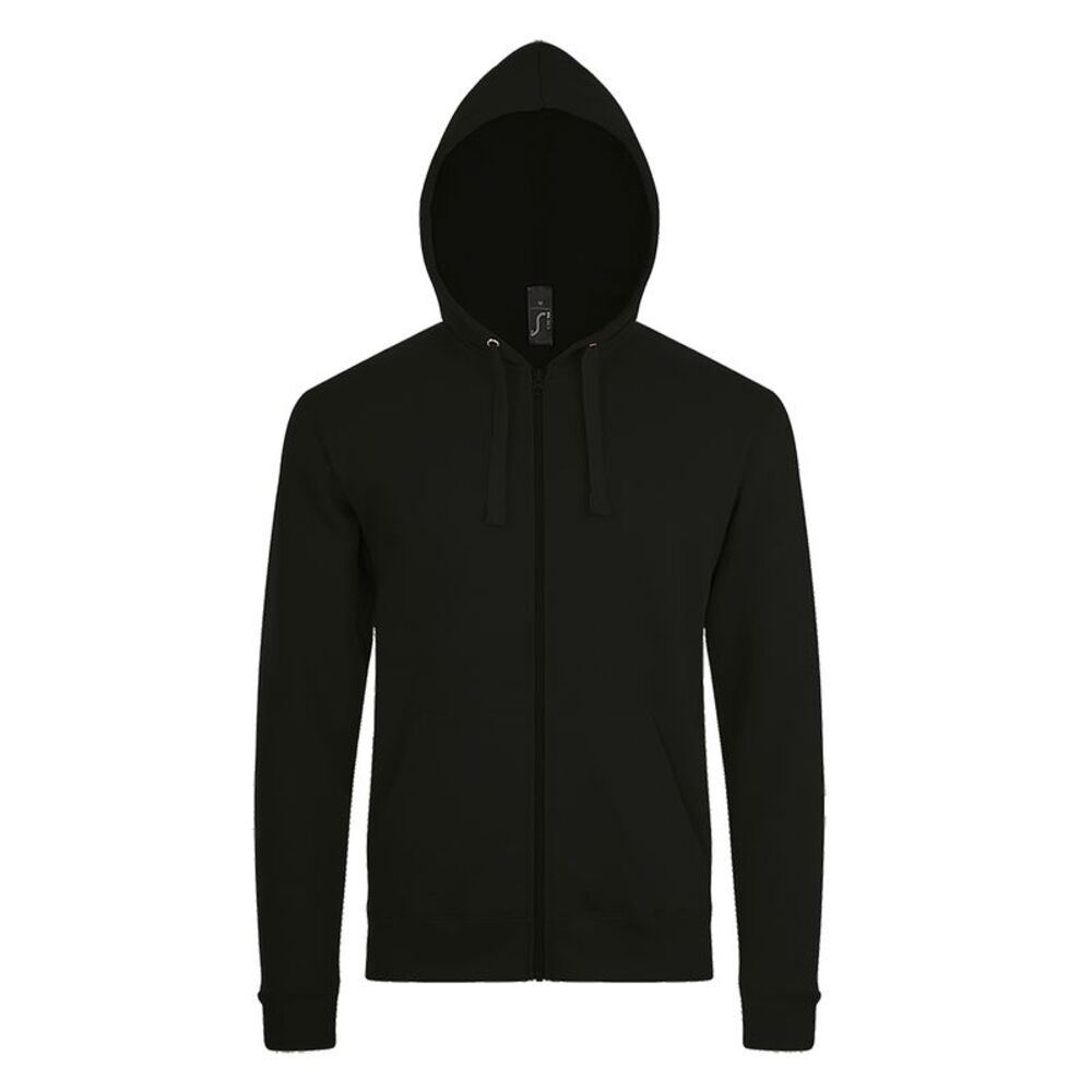 SOLS Mens Stone Zip Up Plain Hoodie / Black